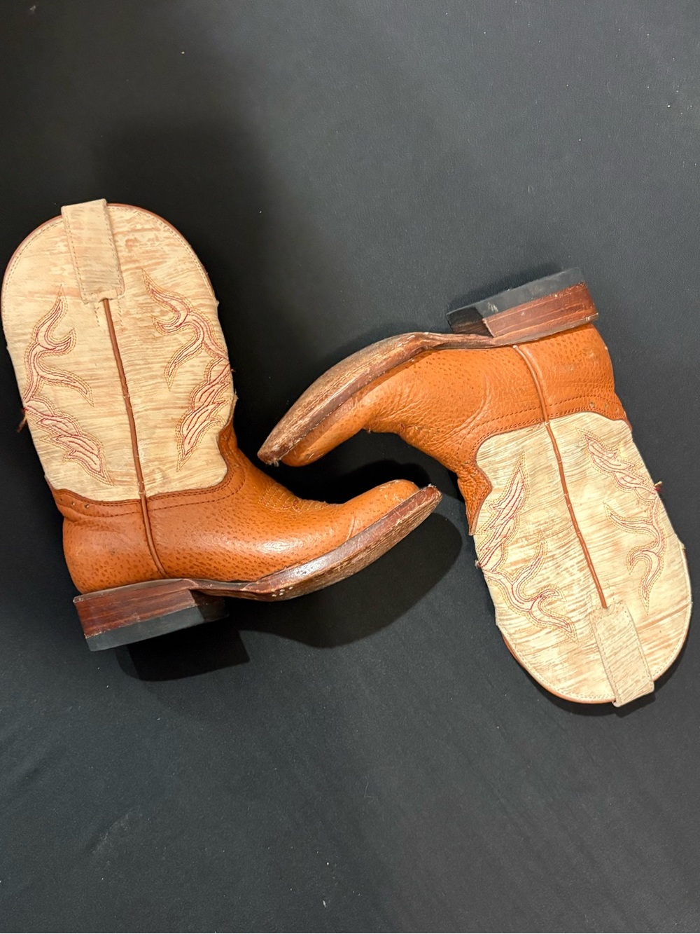 Leather Mexican Tan & Cream Western Cowboy Boots size N18